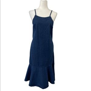 Farrow Denim Halter Dress Sz M with Pockets and Mermaid Bottom